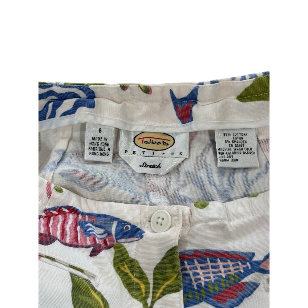 Vintage Talbots Petites Stretch Beach Pants Coral Reef Fish Ocean 6P - Picture 5 of 5